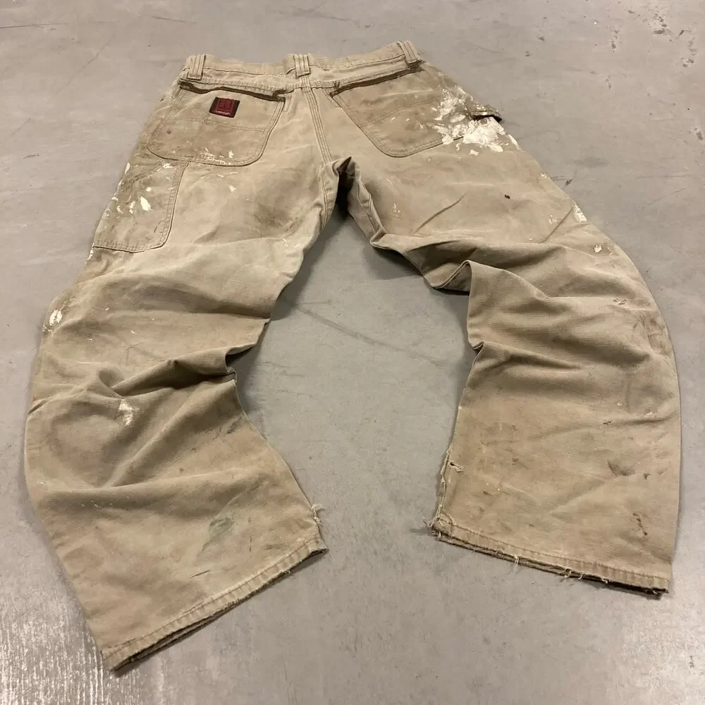 vintage baggy thrashed wrangler riggs cargo pants 33x31